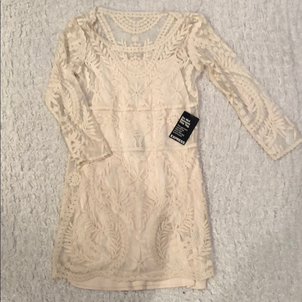 NWT Express off-white lace dress
